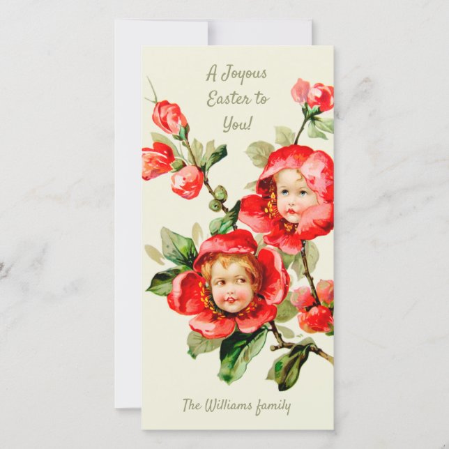 Easter Sweet girls flowers CC1214 Floral fantasy Holiday Card (Front)
