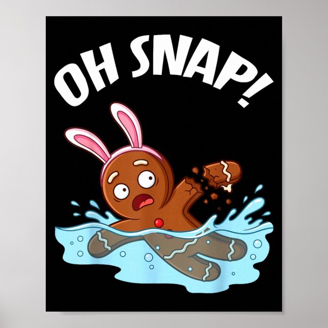 Easter Swimming Gingerbread Man Oh Snap Broken Arm Poster (Front)