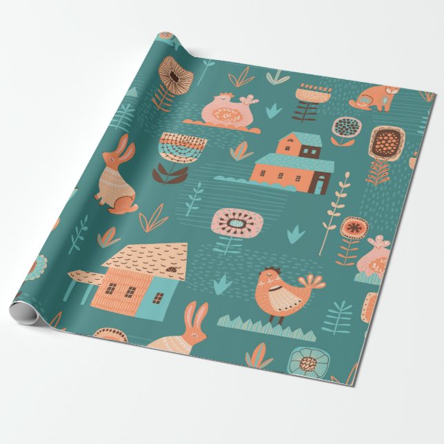 Easter Symbols Wrapping Paper (Unrolled)