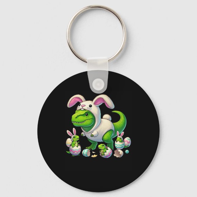 Easter T-rex Bunny Ears Funny Dinosaur Costume Kid Key Ring (Front)