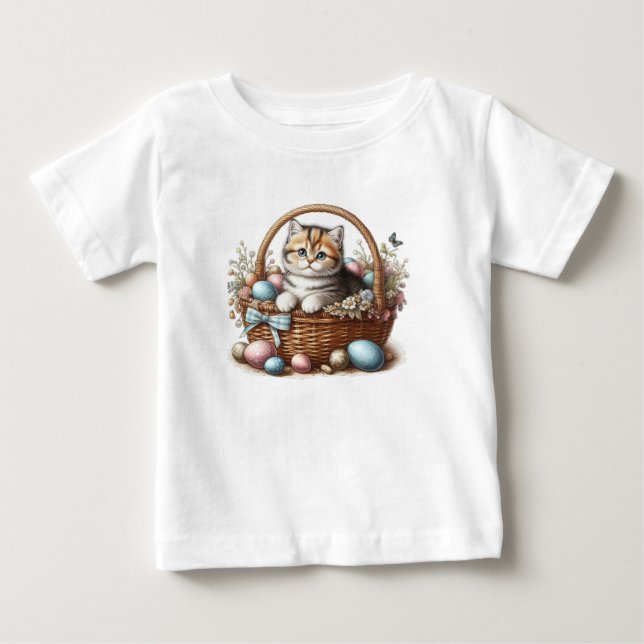 Easter Tabby Kitten Baby T-Shirt (Front)