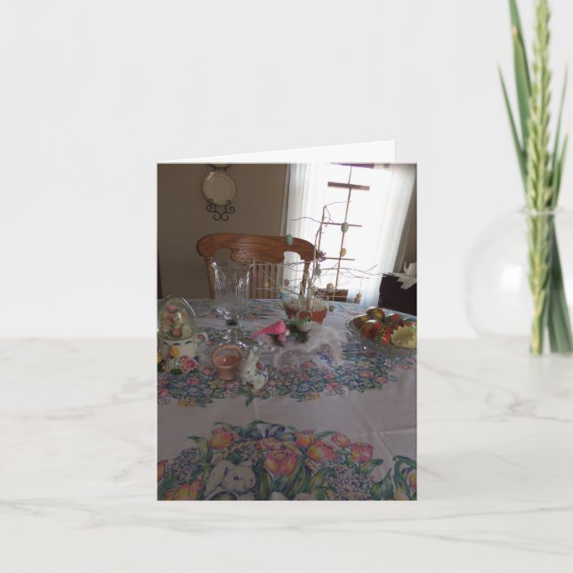 Easter Table Setting, Blessings Holiday Card (Front)