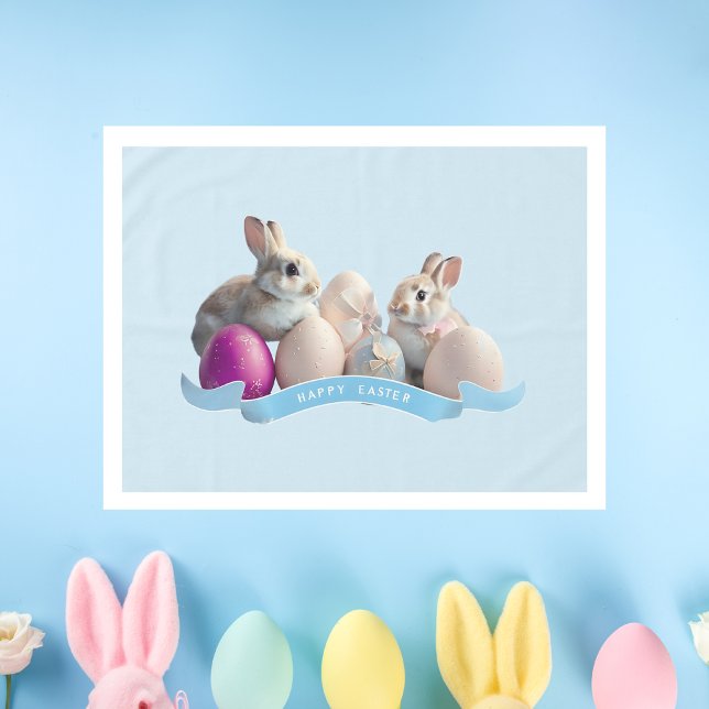 Easter Tablecloth Two Rabbits & Easter Eggs (Creator Uploaded)