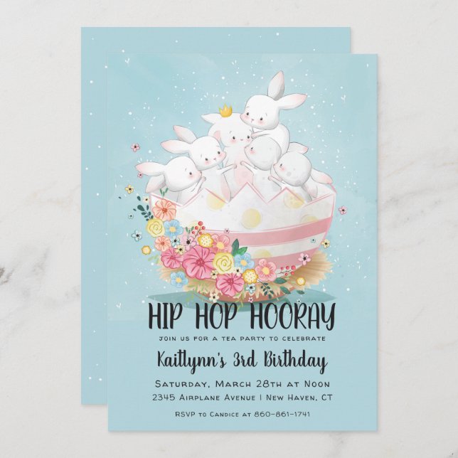 Easter Tea Party Birthday Invitation (Front/Back)