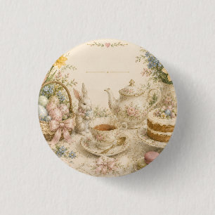 Easter Tea Party , Vintage Floral Celebration 3 Cm Round Badge