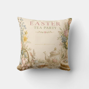 Easter Tea Party , Vintage Floral Celebration Cushion