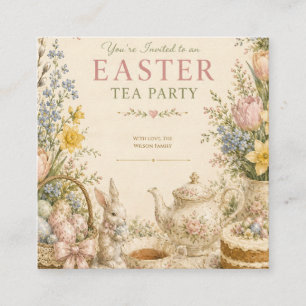 Easter Tea Party , Vintage Floral Celebration Enclosure Card