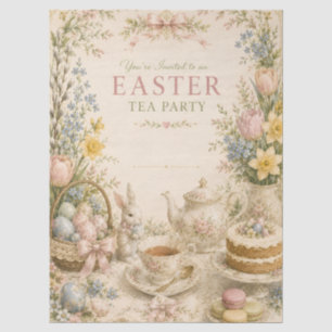 Easter Tea Party , Vintage Floral Celebration Tissue Paper