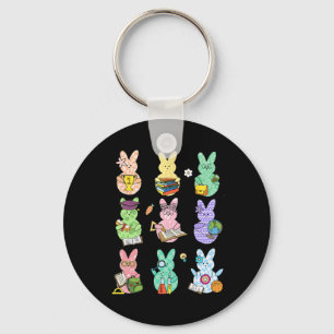 Easter Teacher Bunny Happy Easter Egg Retro Teache Key Ring