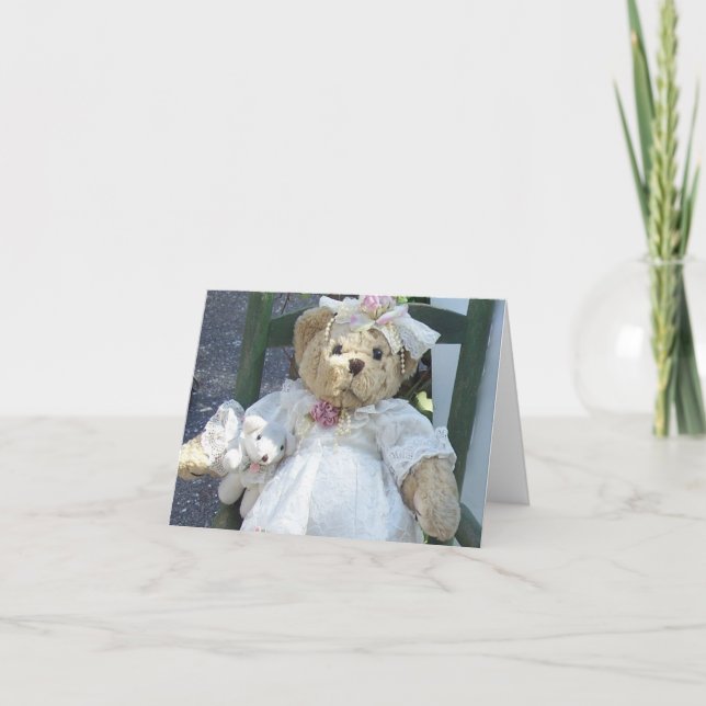 Easter Teddy Bear children's Greeting Note Card (Front)