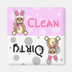 Easter Teddy Bear Clean Dirty Dishwasher Magnet