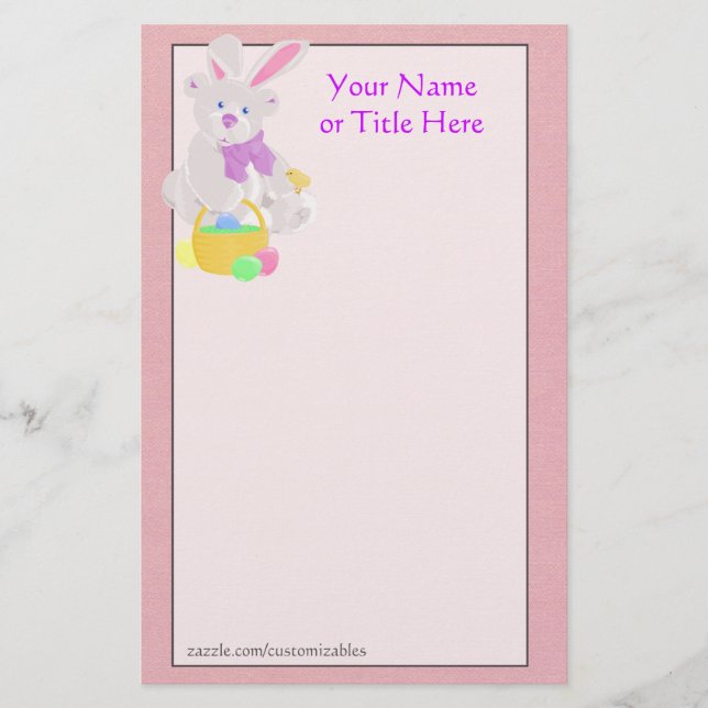 Easter Teddy Bear Stationery (Front)