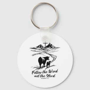 Easter Tee Follow The Word Not The Herd Romans 122 Key Ring