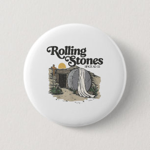 Easter The Stone Was Rolled Away He Is Alive Retro 6 Cm Round Badge