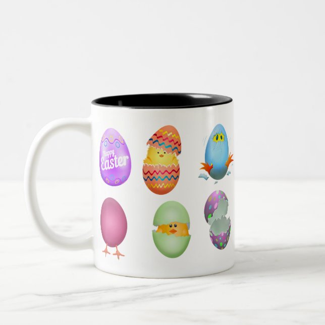 Easter Theme cute eggs Design Two-Tone Coffee Mug (Left)