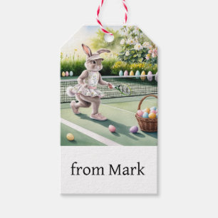 Easter themed with bunny on the tennis court Gift Tags