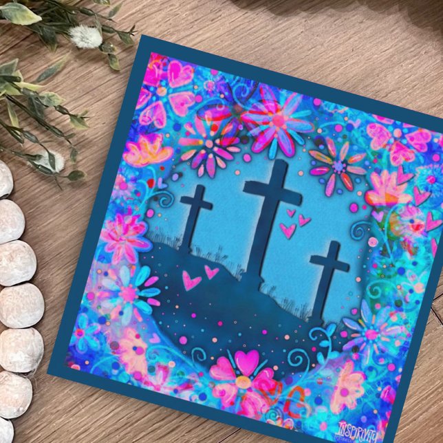 Easter Three Crosses Pretty Floral Inspirivity  Card (Creator Uploaded)