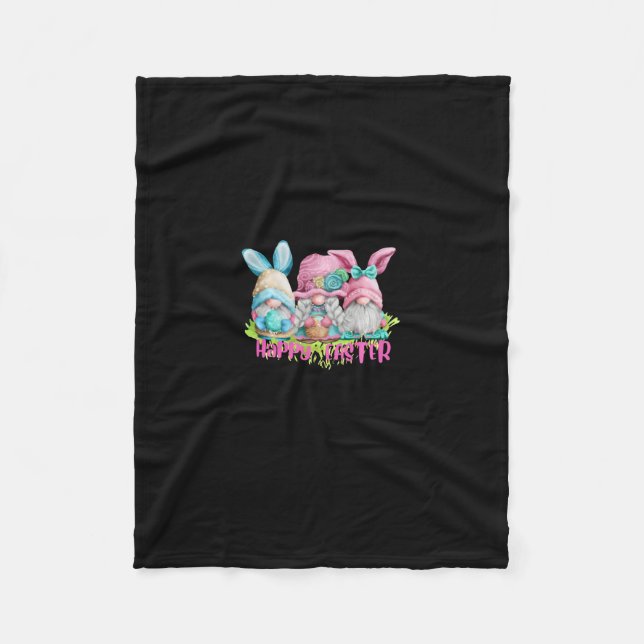 Easter Three Gnomes Cute Gnome Easter Outfit Easte Fleece Blanket (Front)
