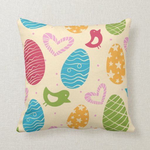 Easter throw pillow with colourful Easter eggs - 30.50 Easter throw pillow with colourful Easter eggs