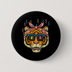Easter Tiger Face Eggs Hunting Animal Women Girls 6 Cm Round Badge