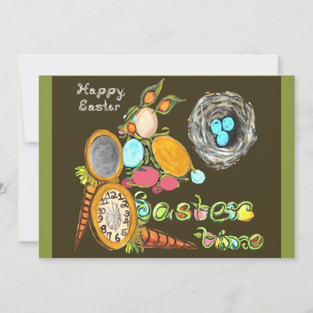 Easter Time Bunny Egg Vine Watch Happy Easter  Announcement (Front)