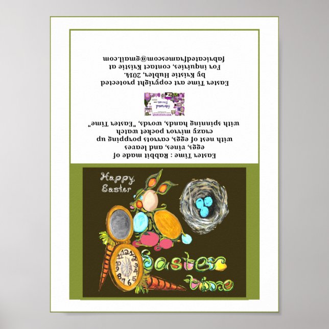 Easter Time Bunny Egg Vine Watch Happy Easter Card Poster (Front)