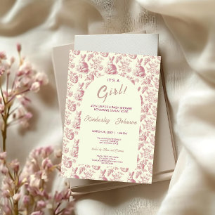 Easter Toile Floral Girl Baby Shower Invitation