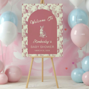 Easter Toile Floral Girl Baby Shower Welcome Poster