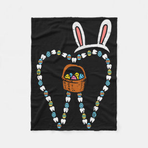 Easter Tooth Bunny Ears Cute Teeth Dentist Dental Fleece Blanket