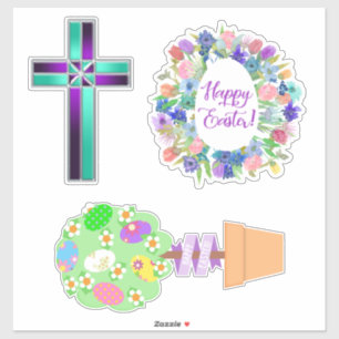 Easter Topiary Cross and Floral Egg Wreath