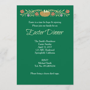Easter Traditional Dinner Floral Invitation