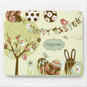 Easter tree and a Clothesline with Letters Mouse Mat