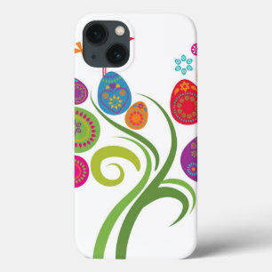 Easter tree with colored eggs and flowers iPhone 13 case
