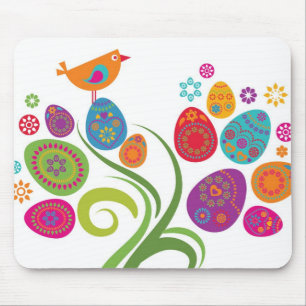 Easter tree with coloured eggs and flowers mouse mat
