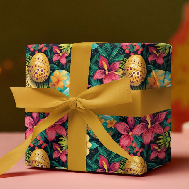 Easter Tropical Spring Leaves Beach Wrapping Paper (Creator Uploaded)