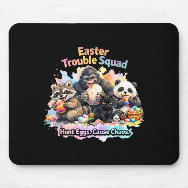 Easter trouble squad funny animal easter egg hunt mouse mat (Front)