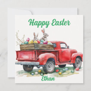 Easter Truck with Eggs Card, Happy Easter Holiday Card
