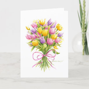 Easter Tulip Bouquet Bright and Beautiful Card