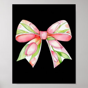 Easter Tulip Coquette Bow Pink Spring Flowers Flor Poster