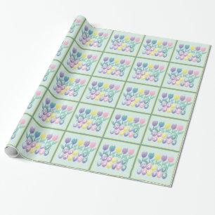 Easter Tulips Eggs Happy Easter Wrapping Paper