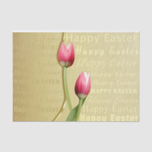 Easter Tulips Gold Typography Tissue Paper