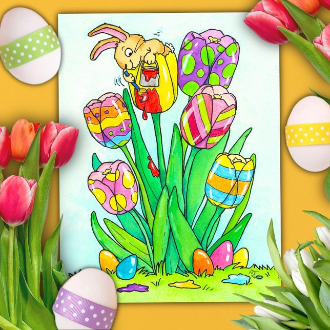 Easter Tulips with Bunny Postcard (Creator Uploaded)
