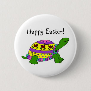 Easter turtle 6 cm round badge