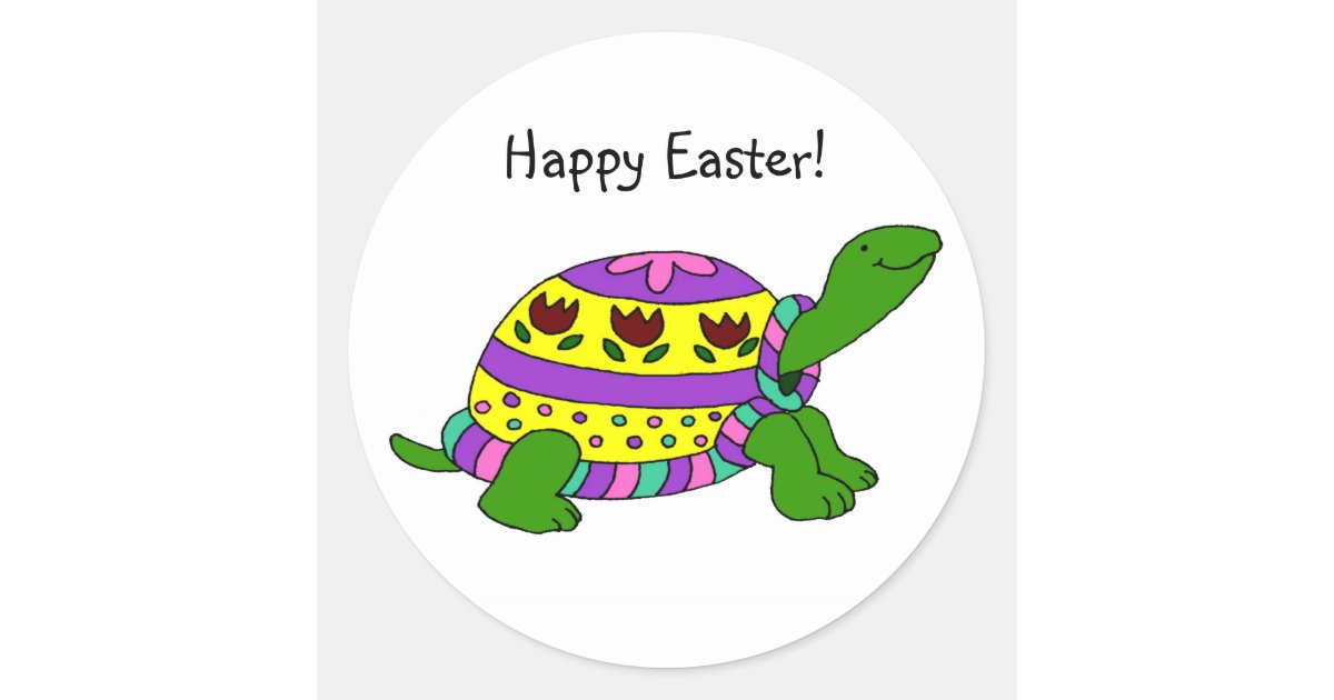 Easter turtle classic round sticker | Zazzle