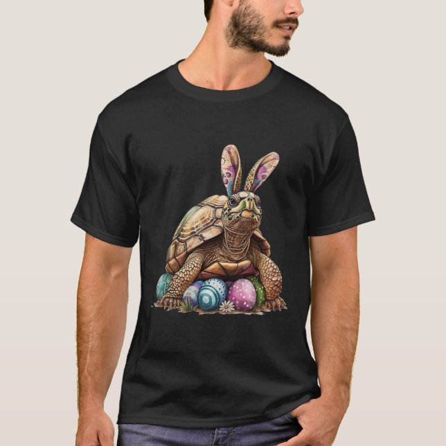 Easter Turtle Easter Turtle Bunny Ears Easter Egg  T-Shirt (Front)