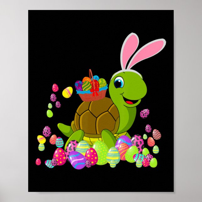 Easter Turtle Lover Bunny Turtle Holding Easter Eg Poster (Front)