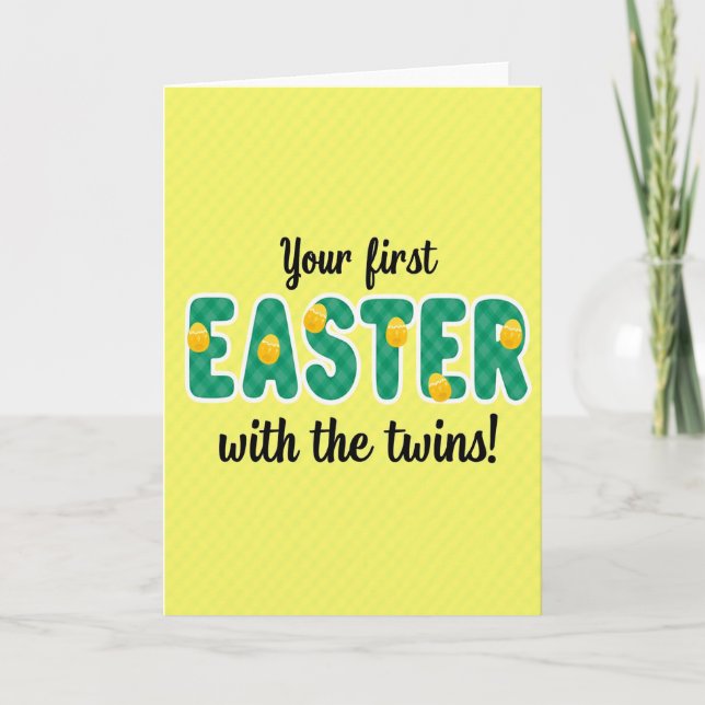 Easter Twins First Celebration Card (Front)