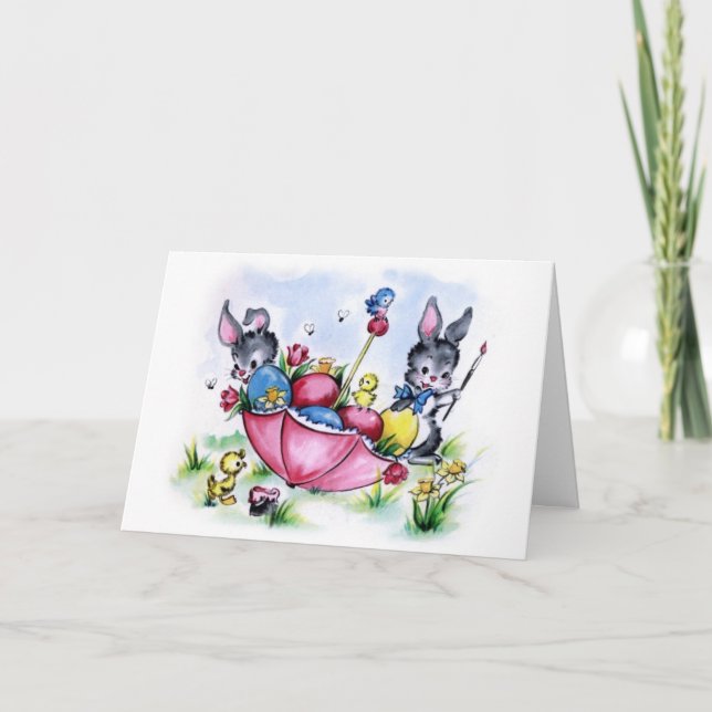 Easter Umbrella Greeting Holiday Card (Front)