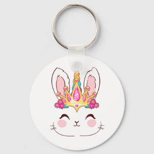 Easter Unicorn Bunny Face For Women Girls Kids Key Ring