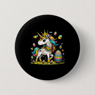Easter Unicorn Crown Cute Eggs Gift Girls Kids Tod 6 Cm Round Badge